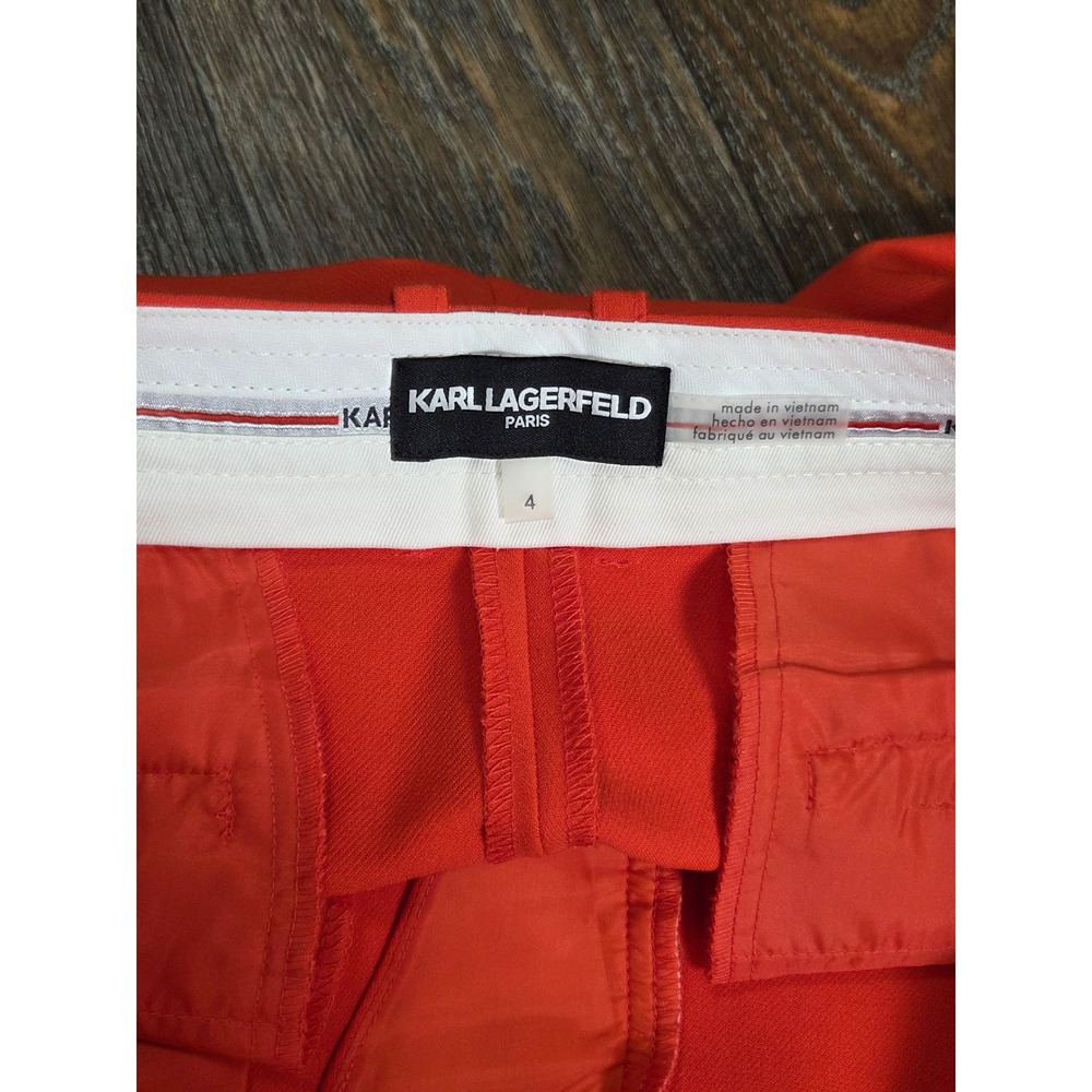 Karl Lagerfeld Paris Womens Size 4 Orange Straight Leg Dress Pants Trousers - Picture 3 of 5